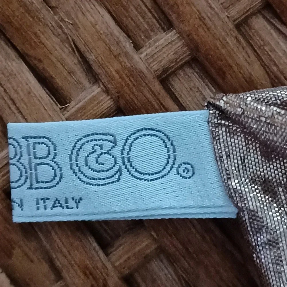 Webb‎ & Co Italy Women Metallic Floral Scarf Bronze Silver Blue Evening Wrap 53